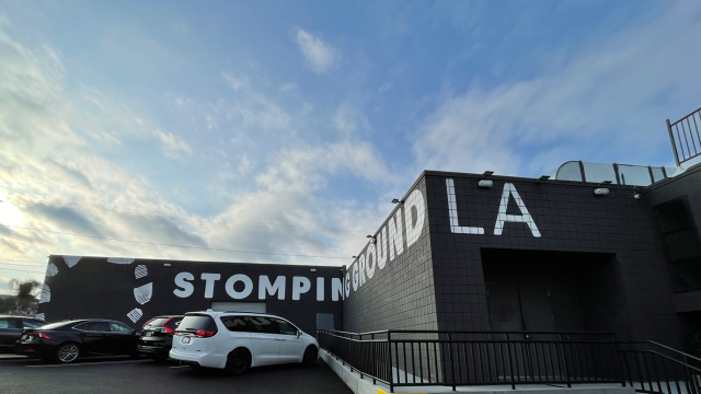 parking Lot with black asphalt outside building